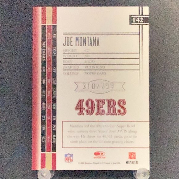 2006 Leaf Limited 310/799 Joe Montana Football Card!! - Picture 2 of 2